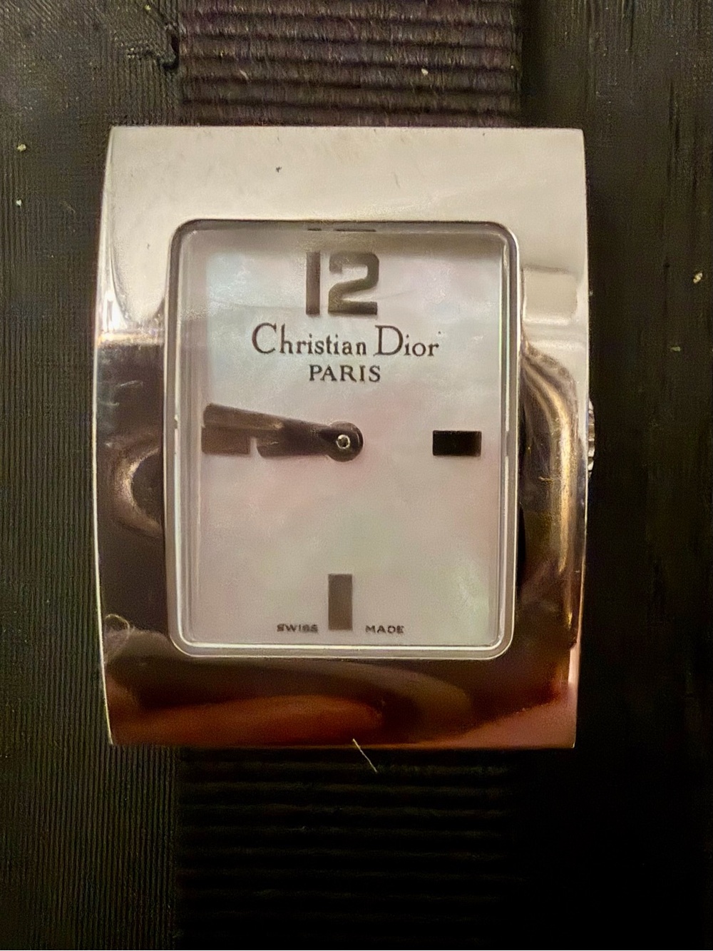 Vintage Christian Dior Swiss Mother of Pearl Watch Box Papers & Ex Strap & Clasp